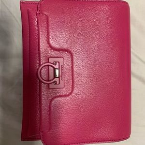 Pink Ferragamo cross body flap bag